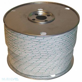 GRAINGER APPROVED Rope 600ft Wht/Grn Tracer 1850lb Polystr, 45AV51