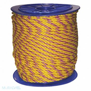 GRAINGER APPROVED Rope 600ft Mgnta/Yllw 160lb. Polyprpylne, 45AV10