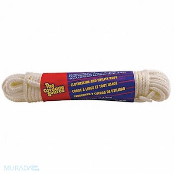 GRAINGER APPROVED Rope 100ft Wht 20lb. Polyester, 45AV11