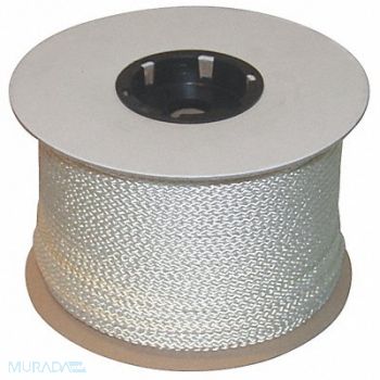 GRAINGER APPROVED Rope 600ft Wht Braid Polystr, 45AV41