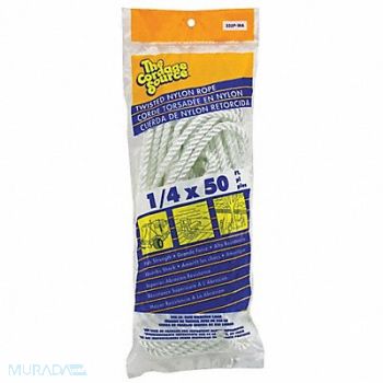 GRAINGER APPROVED Rope 50ft Wht Nylon, 45AV42