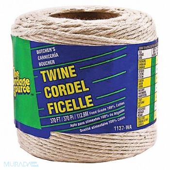 GRAINGER APPROVED Rope 370 ft White Cotton, 45AV48