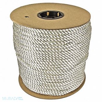 GRAINGER APPROVED Rope 600ft Wht 1200lb. Nylon, 45AV57
