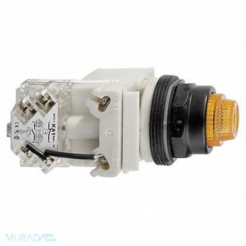 SCHNEIDER ELECTRIC Push to Test Pilot Light Amber Incand, 45J181