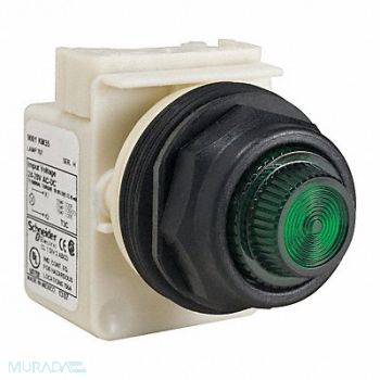 SCHNEIDER ELECTRIC Pilot Light Incan Green 24-28VAC/DC, 45C610