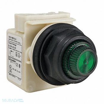 SCHNEIDER ELECTRIC Pilot Light LED Green Fresnel Lens, 45C612