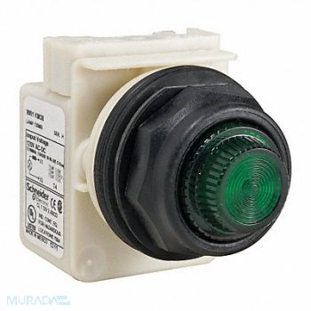 SCHNEIDER ELECTRIC Pilot Light Incan Green Fresnel Lens, 45C619