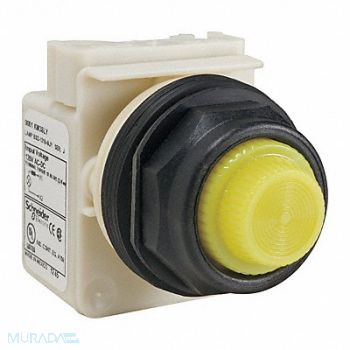 SCHNEIDER ELECTRIC Pilot Light LED Yellow 120V Fresnel Lens, 45C628