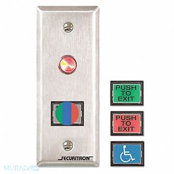 SECURITRON Push to Exit Button DPST Narrow Stile 3A, 45CG19