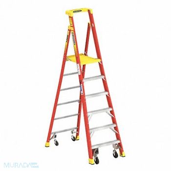 WERNER Podium Stepladder 6 ft Fiberglass 300 lb, 45ED66