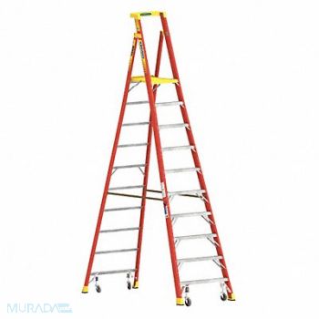 WERNER Podium Stepladder 10 ft Fiberglass 300lb, 45ED68