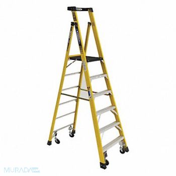 WERNER Podium Stepladder 6 ft Fiberglass 375 lb, 45ED71