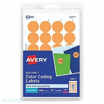 AVERY Laser/Inkjet Label 3/4 H 3/4 W PK42, 45EU51