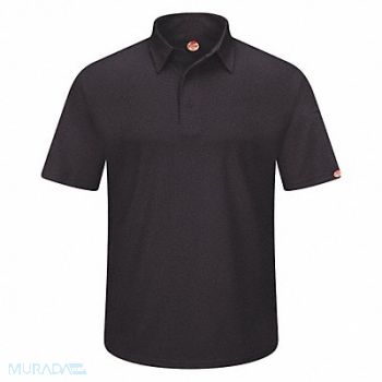 RED KAP Short Sleeve Polo Sz L Black Polyester, 45EX83