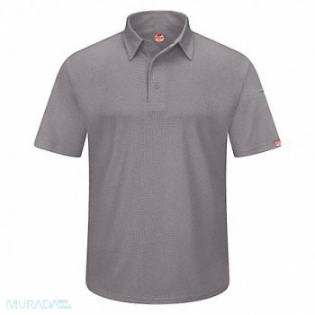 RED KAP Short Sleeve Polo Sz 2XL Gray Polyester, 45EX95