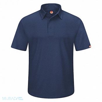 RED KAP Short Sleeve Polo Sz 2XL Navy Polyester, 45EY14