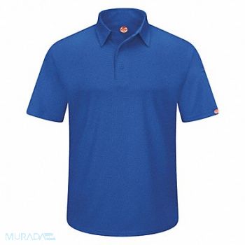 RED KAP Short Sleeve Polo 2XL Royal Blue Button, 45EY23