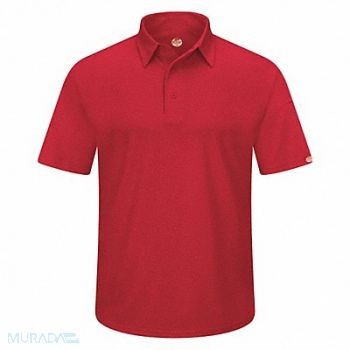 RED KAP Short Sleeve Polo Sz 2XL Red Polyester, 45EY32