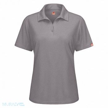 RED KAP Short Sleeve Polo Wmn 2XL Gray Polyester, 45EY64