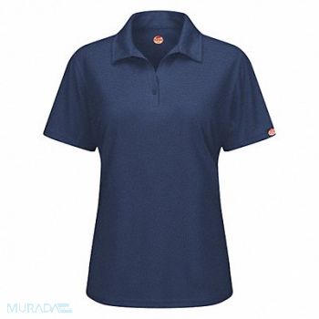 RED KAP Short Sleeve Polo Wmn 2XL Navy Polyester, 45EY78