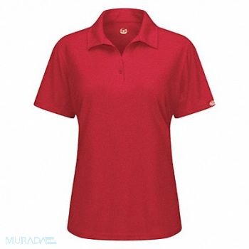 RED KAP Short Sleeve Polo Womens 2XL Red Button, 45EY92
