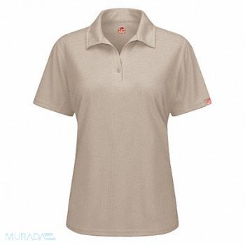 RED KAP Short Sleeve Polo Wmn 2XL Tan Polyester, 45EY99