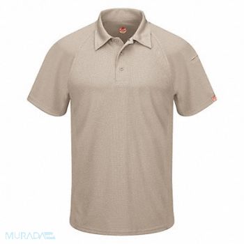 RED KAP Short Sleeve Polo 2XL Tan Button 5 oz., 45EZ70