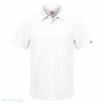 RED KAP Short Sleeve Polo S White 5 oz Polyester, 45EZ77