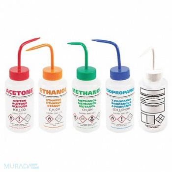 DYNALON Wash Bottle 500mL Std Spout Plastic PK5, 45G318