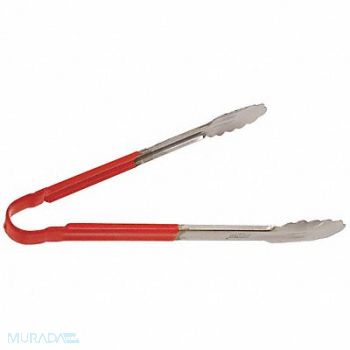 CRESTWARE Tong Red 12 in L Stainless Steel, 45GH31