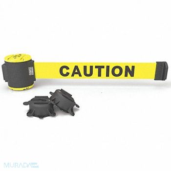 BANNER STAKES Magnetic Belt Barrier 30ft L Caution Ylw, 45GP44