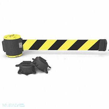 BANNER STAKES Magnetic Belt Barrier 30ftL Yellow/Black, 45GP50