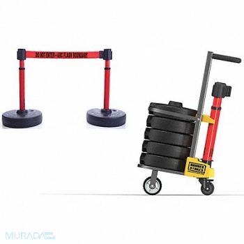 BANNER STAKES Plus Barricade System 15 ft L Red Metal, 45GP59