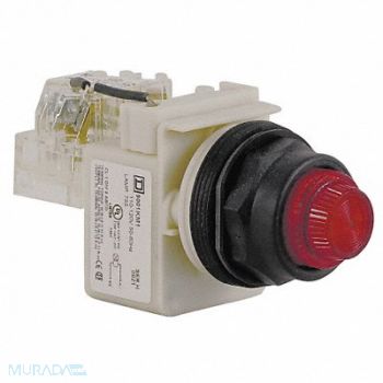 SCHNEIDER ELECTRIC Push to Test Pilot Light Red Incand, 45J183