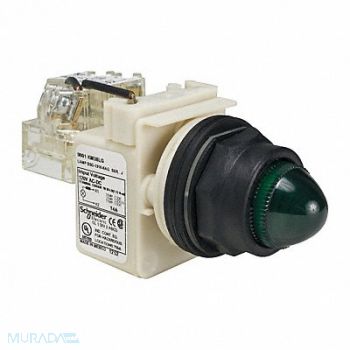 SCHNEIDER ELECTRIC H4513 Push to Test Pilot Light Green LED, 45J193