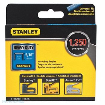 STANLEY Staple 5/16 Leg L(In.) Heavy Duty PK1250, 45JX17