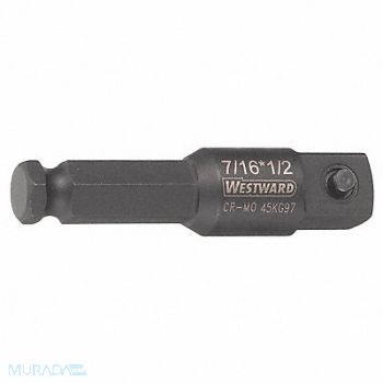 WESTWARD Impct Skt Adpt Steel Blk Oxd 7/16 in, 45KG97