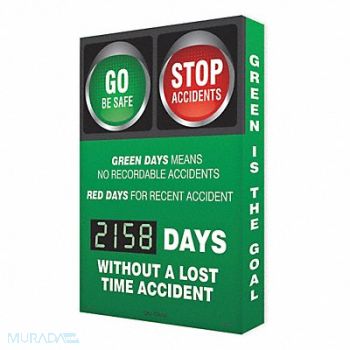 DIGI-DAY2 Electronic Scoreboard 28in x 20in Green, 45KY41