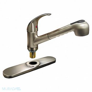 DOMINION FAUCETS Low Arc Pull Out Brushed Nickel 1.8gpm, 45L025