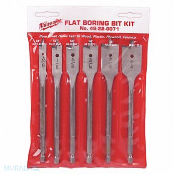 MILWAUKEE Spade Bit Set 3/8 to 1 6 pc., 45L171