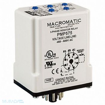MACROMATIC Phase Monitor Relay 480-600VAC Plug SPDT, 45LU84
