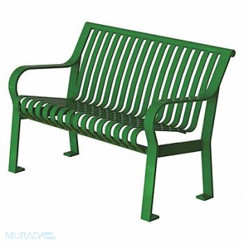 THOMAS STEELE Outdoor Bench 48 in L 27-1/2 in W Grn, 45MK10