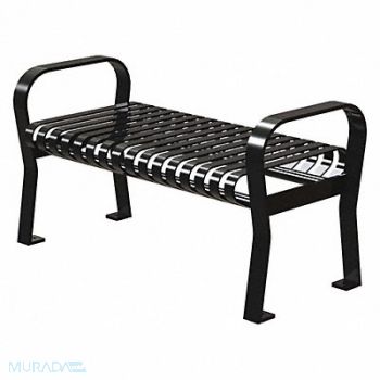 THOMAS STEELE Outdoor Bench 49 in L 25-1/4 in H Blck, 45MK12