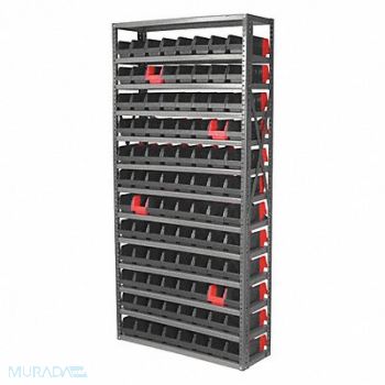 AKRO-MILS K6927 Bin Shlvng 12x79x36in Black Red, 45MV87