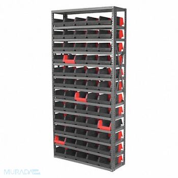 AKRO-MILS K6926 Bin Shlvng 12x79x36in Black Red, 45MV88