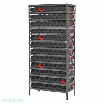 AKRO-MILS Bin Shlvng 18x79x36in Black Red, 45MV90