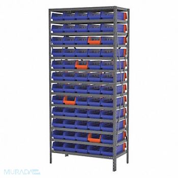 AKRO-MILS K5256 Bin Shlvng 18x79x36in Blue Orange, 45MV91