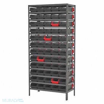 AKRO-MILS K5256 Bin Shlvng 18x79x36in Black Red, 45MV92