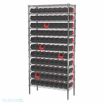 AKRO-MILS Bin Shlvng 14x74x36in Black Red, 45MV93