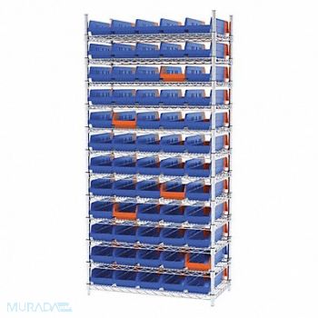 AKRO-MILS K6934 Bin Shlvng 18x74x36in Blue Orange, 45MV97